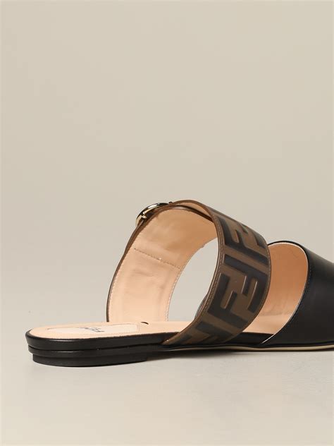 fendi black flat sandals|fendi flat sandals women.